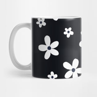 Summer Boho Black White Daisy Flowers Mug